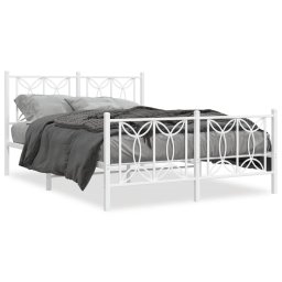 Cadru de pat metalic cu tablie, alb, 135x190 cm GartenMobel Dekor