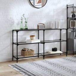 Masuta de cafea blat din sticla transparenta 158,5x30x81cm otel GartenMobel Dekor