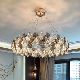 Candelabru din cristal Arian, auriu, 8xE27, diametru 60 cm, pentru interior