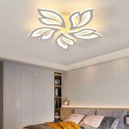 Lustra LED LILY 86W cu telecomanda, 5 elemente, dimabila, alb mat