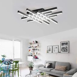 Lustra LED liniara MORA 160W cu telecomanda, 8 elemente, dimabila, negru