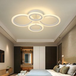 Lustra LED BETTY 43W cu telecomanda, 4 cercuri, dimabila, 3 temperaturi, alb