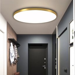Plafoniera LED SOLIS 47 cm, 48W, lumina rece 6000K, finisaj auriu, ultra-subtire
