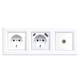 Set prize Nova Leziter 3 în 1: împamantare, USB-A/USB-C si TV, alb