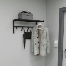 Cuier de perete Tolga cu raft pentru palarii, metal negru