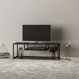 Masa TV Isokyrö din metal, 120x40x40 cm, neagra, [en.casa]