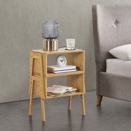Set 2 noptiere Vinderup din bambus natur, stivuibile, [en.casa]