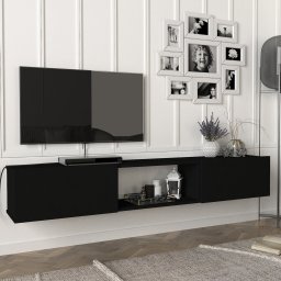 Comoda TV suspendata Paltamo 180x31x29,5 cm neagra [en.casa]