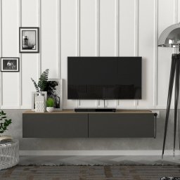 Comoda TV suspendata Toivakka 135x31x25 cm stejar si antracit