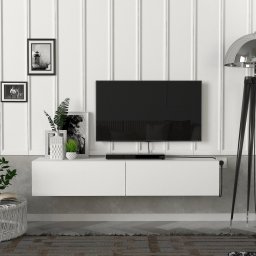Comoda TV suspendata alba Toivakka 135x31x25 cm cu 2 usi