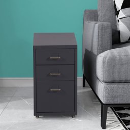 Dulap mobil cu 3 sertare din otel gri pentru birou si home office