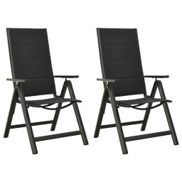 Scaune de gradina pliante, 2 buc., negru, textilena&aluminiu GartenMobel Dekor