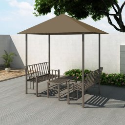 Pavilion gradina masa/banci, gri taupe, 2,5x1,5x2,4 m, 180 g/m² GartenMobel Dekor