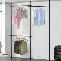 Dulap telescopic Kemi cu 3 bare pentru haine, reglabil 150-230 cm