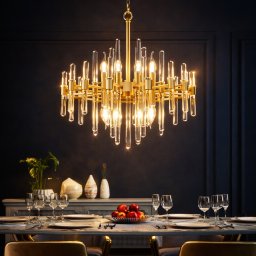 Candelabru din cristal auriu CC850/480GD, 6xE14, 48x45 cm, înaltime reglabila