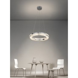 Candelabru LED dimabil cu cristale, argintiu, 50 cm, 3 tipuri de lumina