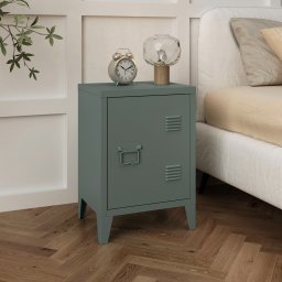 Noptiera metalica Inari cu usa si raft, gri închis, 57 x 40 x 30 cm