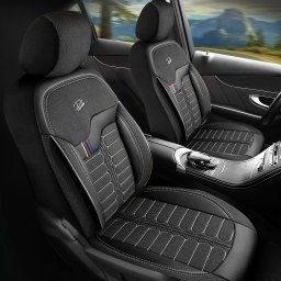 Set huse scaune auto Panda Londra cu fermoare, negru gri, 11 piese