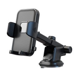 Suport auto telefon Siegbert cu ventuza, brat reglabil, rotire 360°, negru