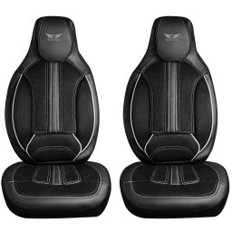 Set 2 huse scaune auto fata monobloc Panda, ergonomice, negru-gri