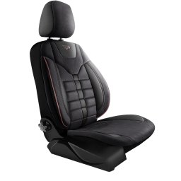 Set huse scaune auto Panda Toronto tip Alcantara, negru cu rosu, 11 piese