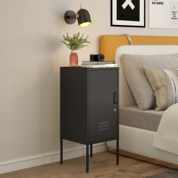 Noptiera metalica neagra cu usa si raft, 82x35x35 cm, Hausjärvi