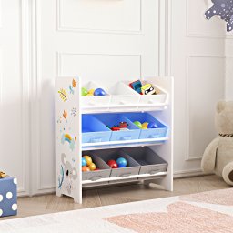 Raft pentru copii Boiro cu 9 cutii de depozitare, model koala, 60x62x30 cm