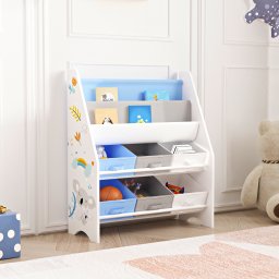 Raft pentru copii cu 6 cutii depozitare si 2 polite, model Koala