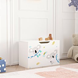 Cutie de depozitare pentru jucarii Koala, alba, cu capac, 60 x 30 x 40 cm