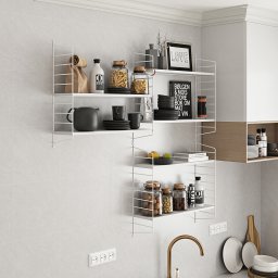 Set 4 rafturi de perete modulare albe din otel, 3 polite