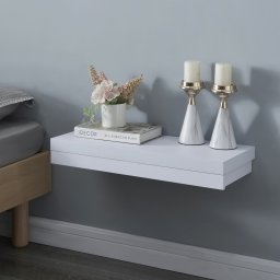 Raft de perete cu sertar Karkkila, alb, 60 x 23,5 cm, [en.casa]