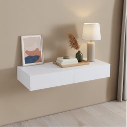 Raft de perete alb Karstula cu 2 sertare, 80 x 35 cm