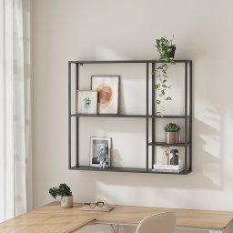 Raft de perete Jämijärvi cu 5 polite, negru mat, din otel