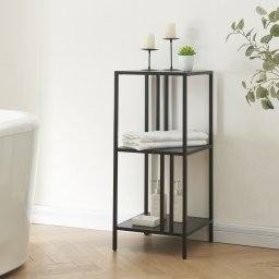 Raft baie cu 3 polite Kumlinge, metal negru, 35x35x80 cm