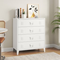 Comoda metalica alba cu 4 sertare Hameenlinna 80x40x92 cm