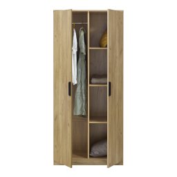 Dulap pentru haine Eiselfing cu 2 usi si 4 rafturi, stejar, 176x80x52 cm