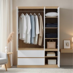 Dulap pentru haine Bastheim 176x120x52 cm cu 4 usi, 2 sertare si 6 rafturi