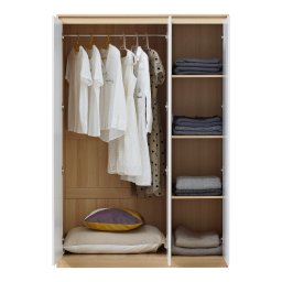 Dulap pentru haine Bastheim cu 3 usi si 4 rafturi, alb/stejar, 176x120x52 cm