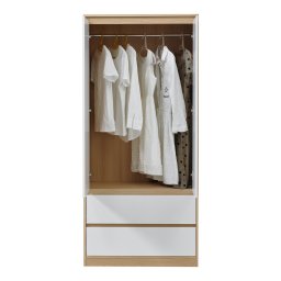 Dulap pentru haine Bastheim 176x80x52 cm cu 2 sertare, alb-stejar