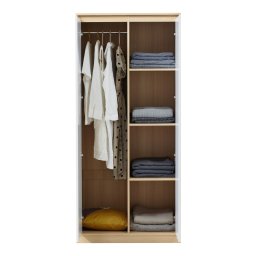 Dulap pentru haine Bastheim 176x80x52 cm cu 4 rafturi, alb/stejar