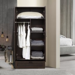 Dulap pentru haine Finning 176x80x52 cm cu 4 rafturi, nuc închis