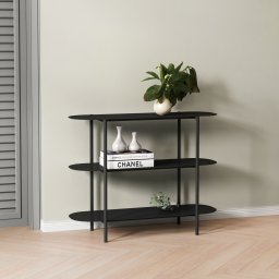 Consola hol cu 3 rafturi Enebakk, negru mat, 90x32x70 cm