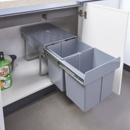 Cos de gunoi încorporabil Froland 2x15L gri pentru dulap bucatarie