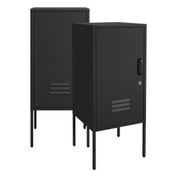 Set 2 noptiere metalice cu cheie Hausjärvi, 82x35x35 cm, negre