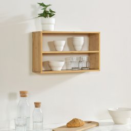 Raft de perete din bambus cu 2 polite, 50x15x30 cm, [en.casa]