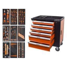 Dulap de scule profesional Kendo cu 6 sertare si 144 piese pentru atelier