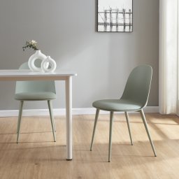 Set 2 scaune dining Kangasala verde gri, tapitate, stil modern