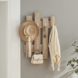 Cuier de perete Raseborg 60x80 cm cu 16 carlige, finisaj stejar