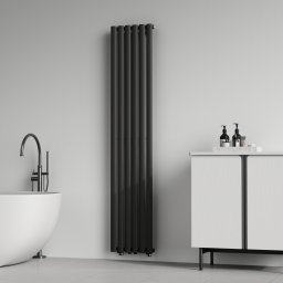 Calorifer baie vertical Nore negru 180x36 cm, 707W, otel
