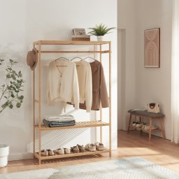 Cuier tip stativ Herøy din bambus, cu 2 polite, 165x100x35 cm